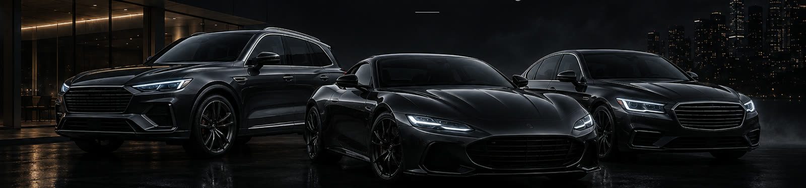 Three dark luxury vehicles sourced by Prime Spec Motorcars